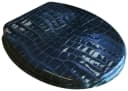 ADOB WC-Sitz Leder Oval Schwarz/Blau Schlangenhaut Hochglanz Bild 2