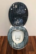 ADOB WC-Sitz Leder Oval Schwarz/Blau Schlangenhaut Hochglanz Bild 4