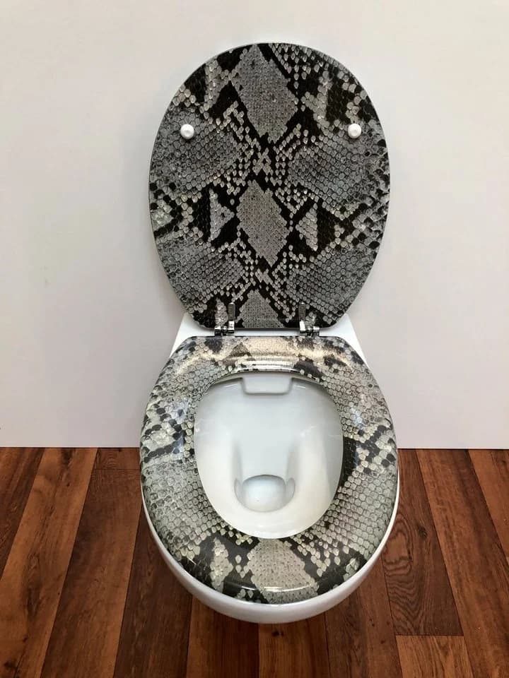 WC-Sitz ADOB Schlangenoptik Bunt Hochglanz mit verchromten Scharnieren - Bild 4