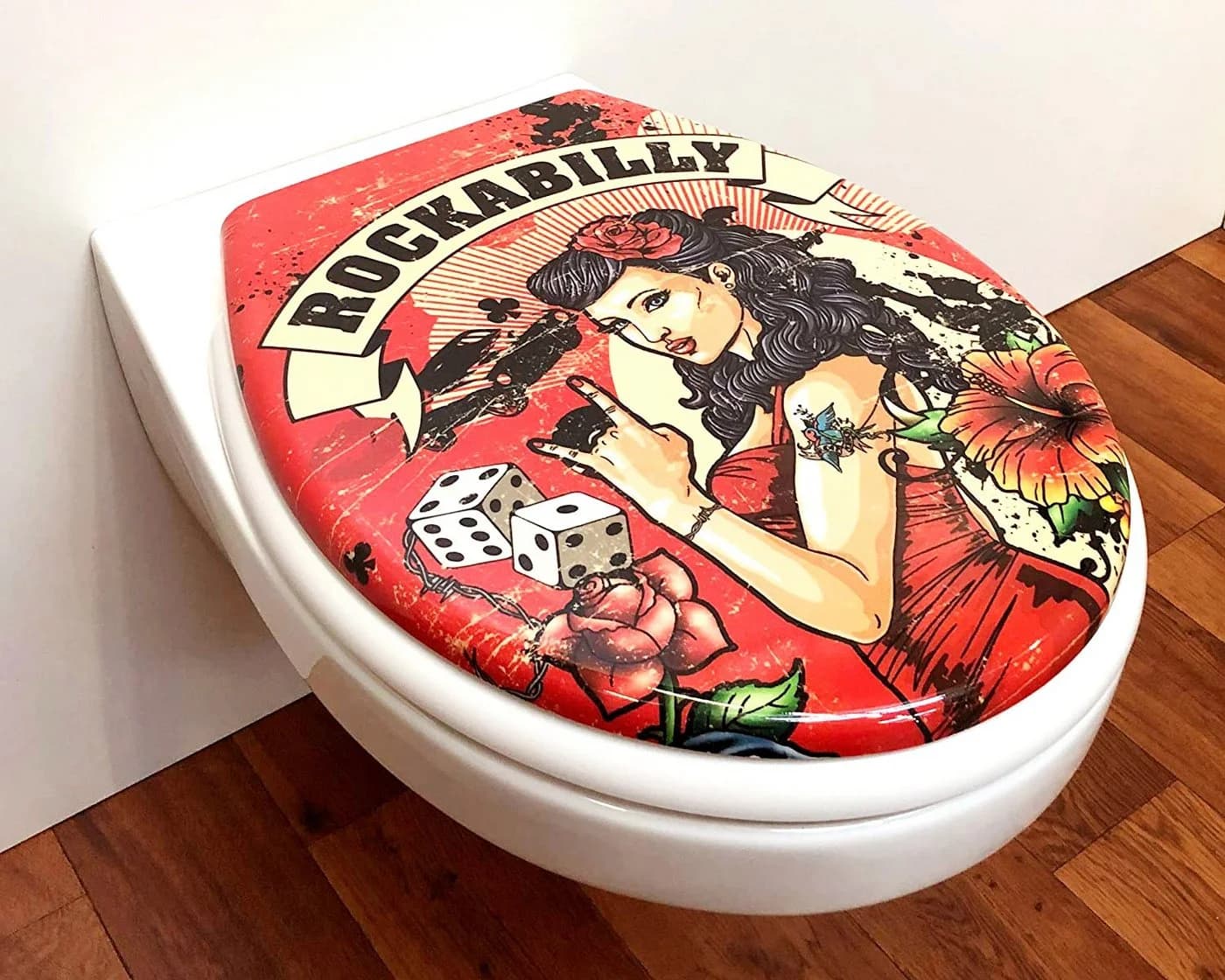 ADOB WC-Sitz Rockabilly Rot Bunt mit SoftClose