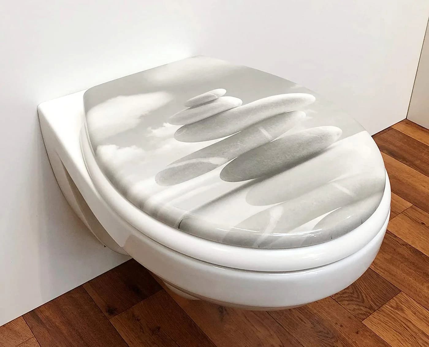 ADOB WC-Sitz Stones Grau/Weiß mit Absenkautomatik