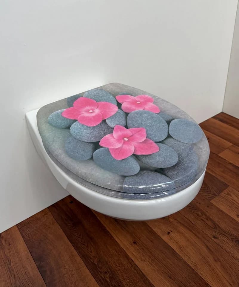 welltime WC-Sitz Classic Decor Pink Blossom mit Absenkautomatik