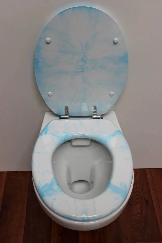 WC-Sitz ADOB Marmor Blau Oval mit Edelstahlscharnieren - Bild 5