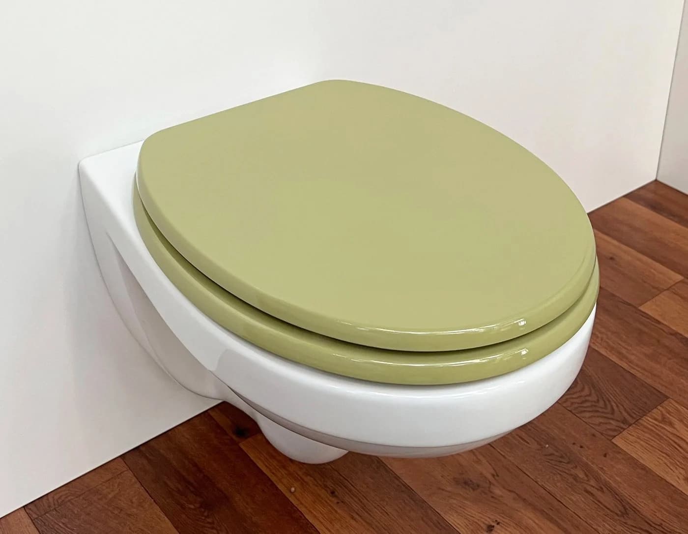ADOB WC-Sitz Moosgrün Stabil Holzkern Verchromte Scharniere