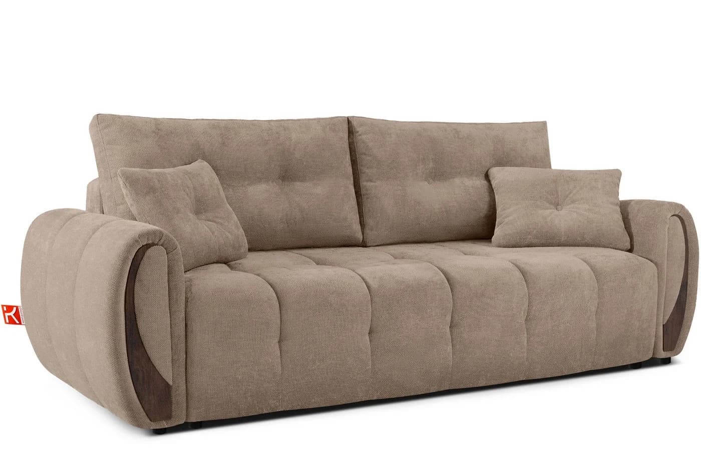 KONSIMO NILO 3-Sitzer Schlafsofa mit Bettkasten und Wellenunterfederung Beige