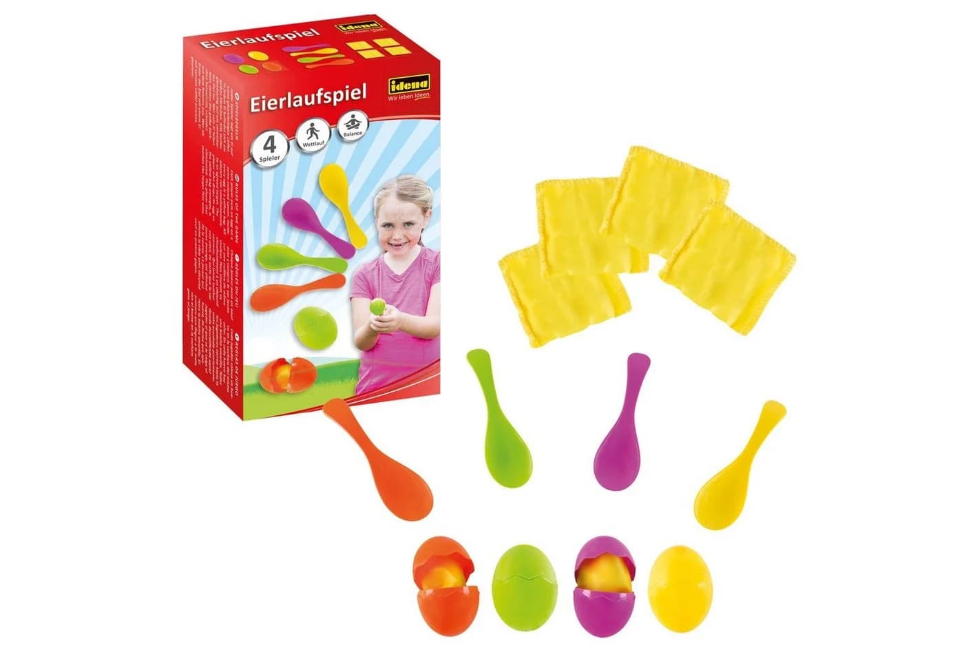Idena Spiel Idena 40074 - Geschicklichkeitsspiel Eierlaufen, mit 4 Eiern und 4 Löffeln - Bild 2