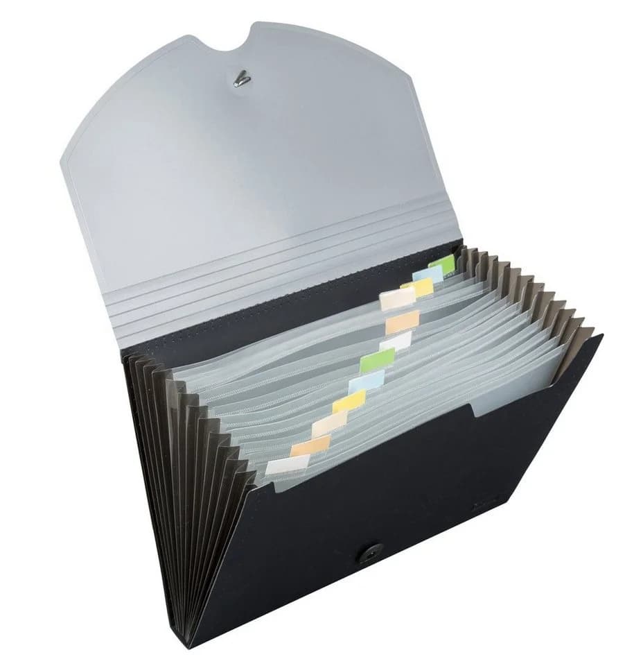 Idena Fächermappe Schwarz/Grau 12 Fächer