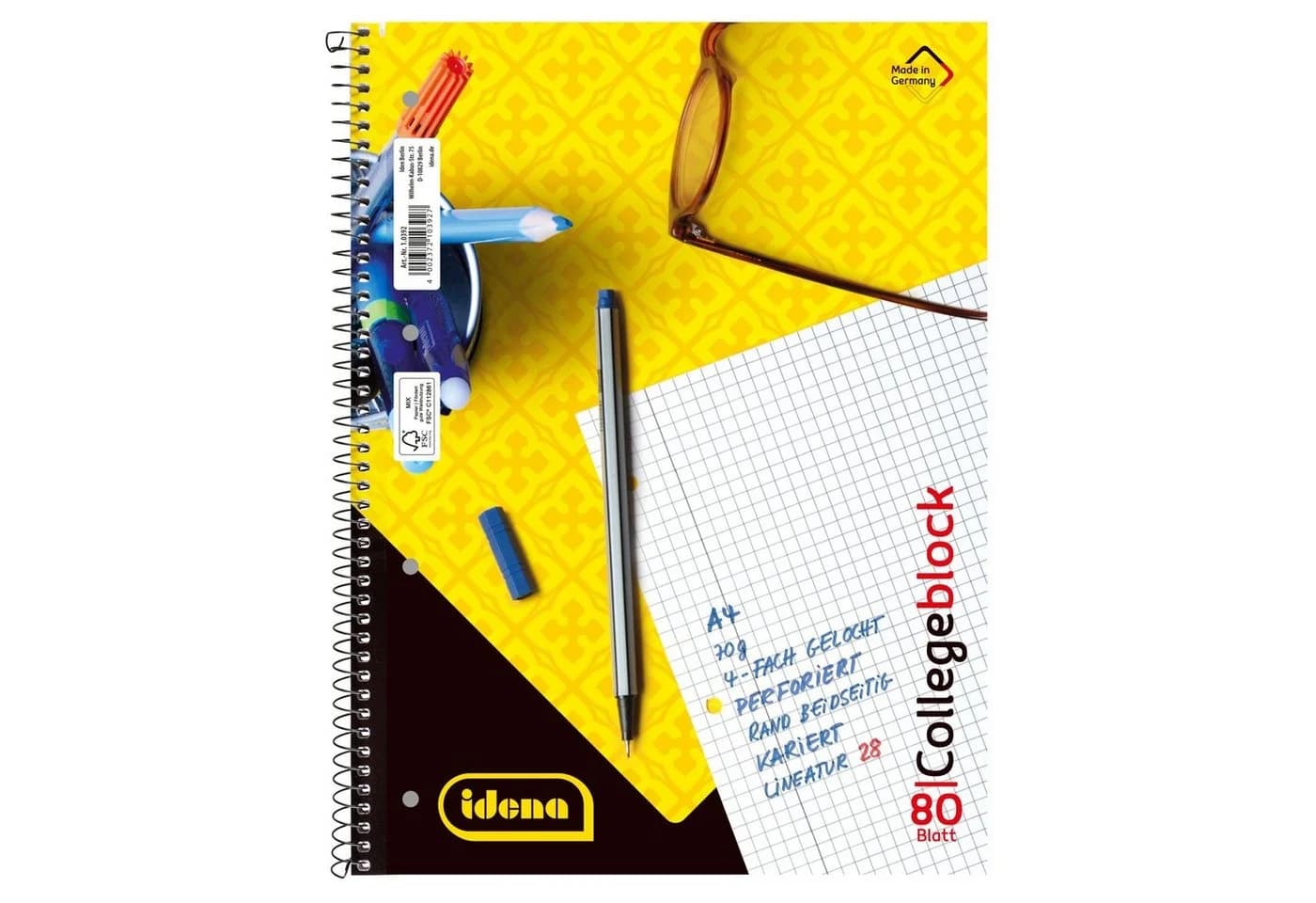 Idena Collegeblock Lineatur 28 kariert mit Doppelrand 80 Blatt 70g/m2 DIN A4 - Bild 2