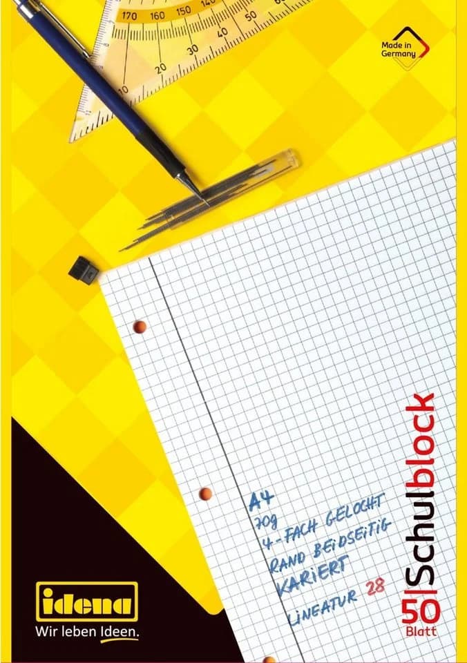 Idena Schulblock DIN A4 kariert 50 Blatt 70g/m² weiß gelocht - Bild 2