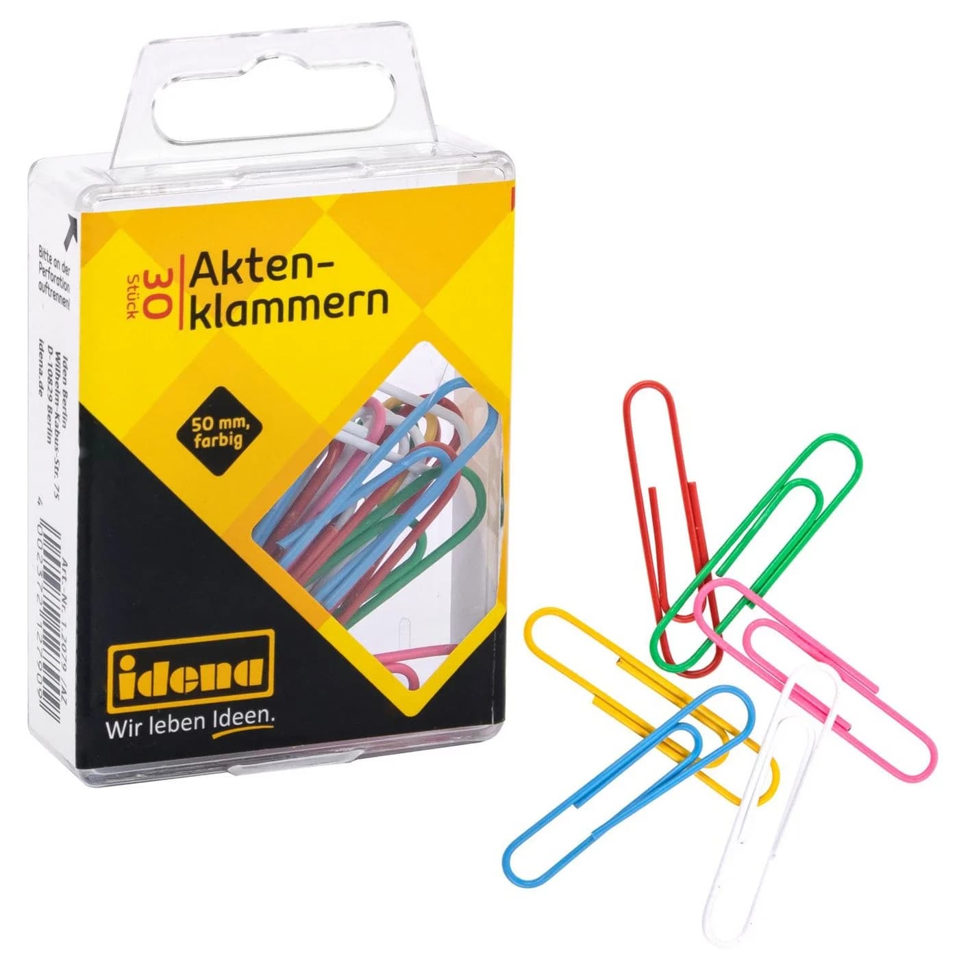 Idena Aktenklammern Kunststoffummantelt Mehrfarbig 30 Stück Hängebox - Bild 2