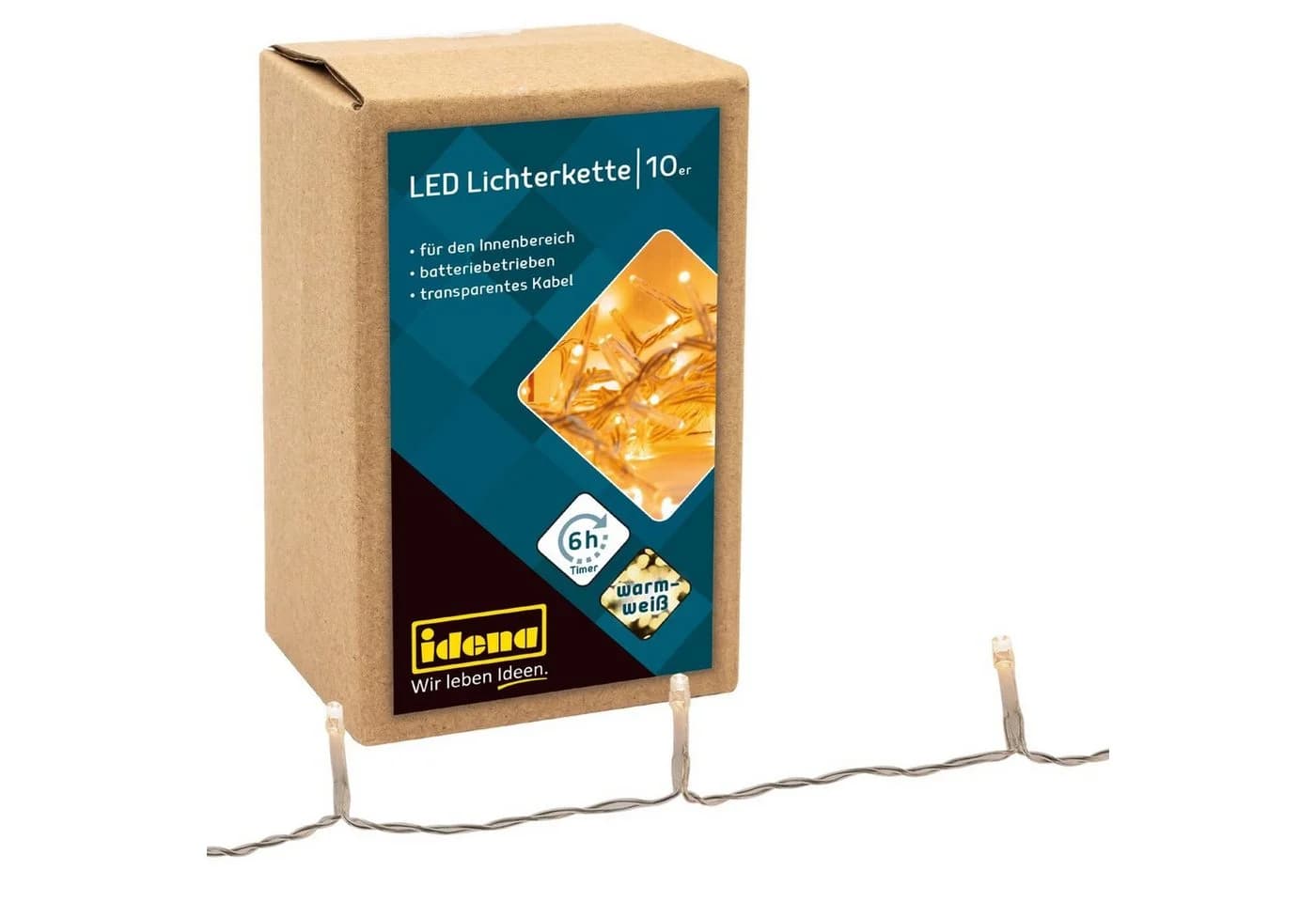Idena LED-Lichterkette 10 LEDs Warmweiß mit Timer - Bild 2