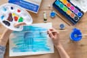 Idena Malpalette 622044 - Mischpalette aus Kunststoff, mit Griffloch und 10 Mischfeldern Bild 3
