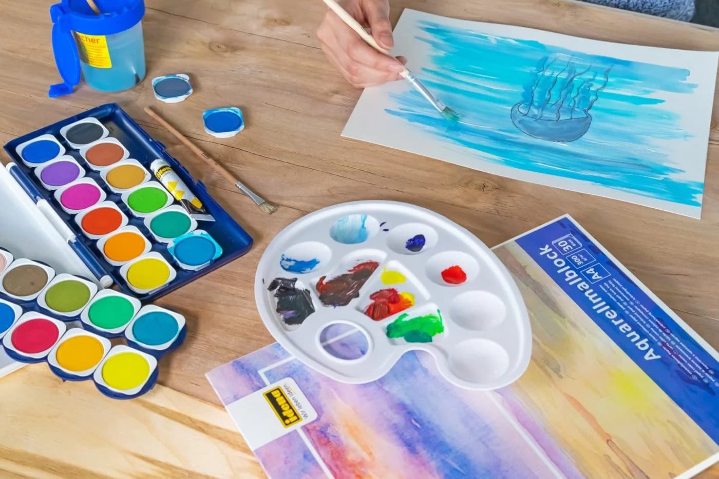 Idena Malpalette 622044 - Mischpalette aus Kunststoff, mit Griffloch und 10 Mischfeldern - Bild 4