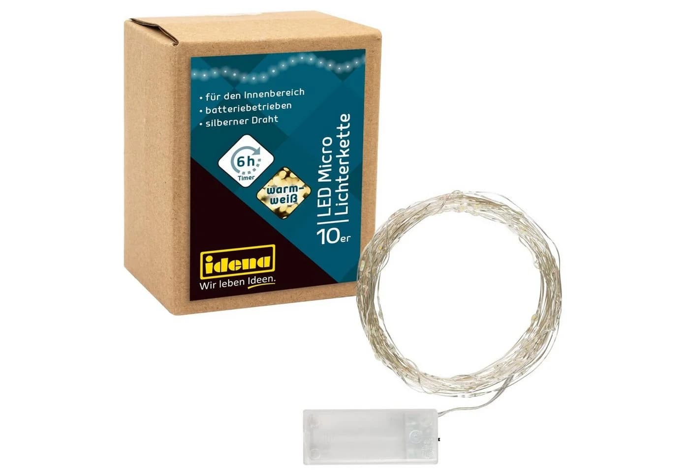 Idena LED-Lichterkette 1,2m 10 LEDs Warmweiß - Bild 2