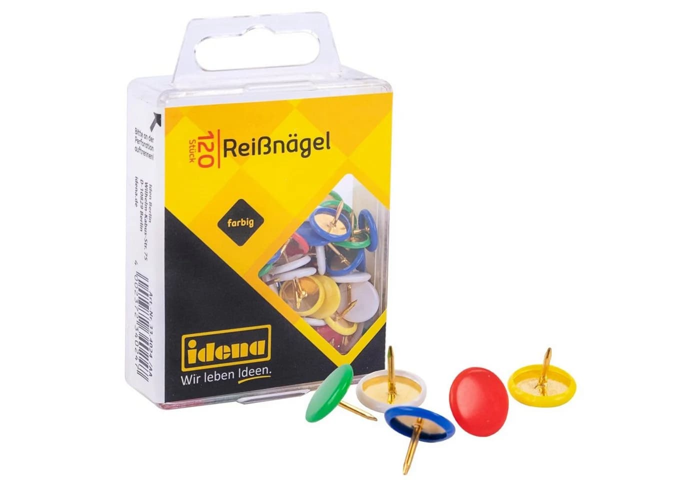 Idena Reißnägel 120 Stück farbig sortiert mit Hängebox - Bild 2