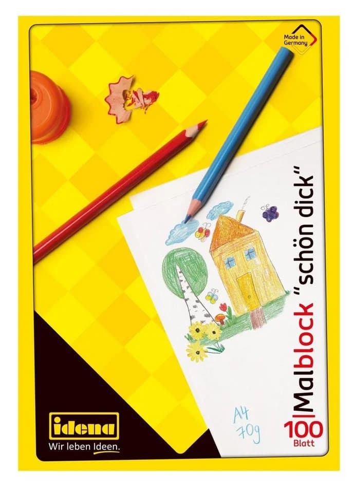 Idena Malblock 10390, DIN A4, 100 Blatt, 70g/m², Schön Dick