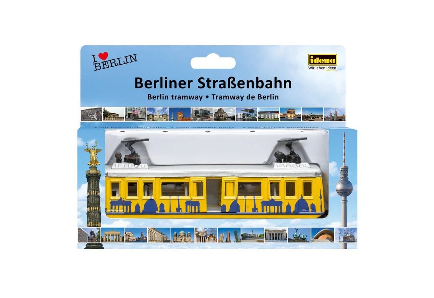 Idena Spielzeug-Straßenbahn Berliner Modell Rückzugmotor Gelb/Schwarz - Bild 3