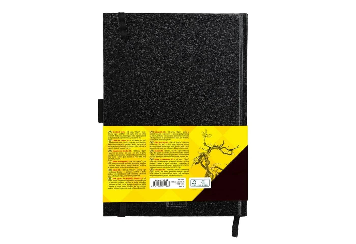 Idena Skizzenblock 63143 Skizzenbuch A5 blanko 80 Blatt 110 g/m² Hardcover