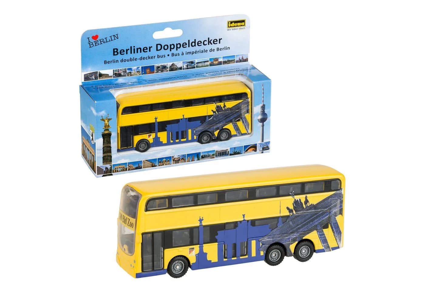 Idena Modellbus Berliner Doppeldecker Gelb mit Rückzugmotor - Bild 2