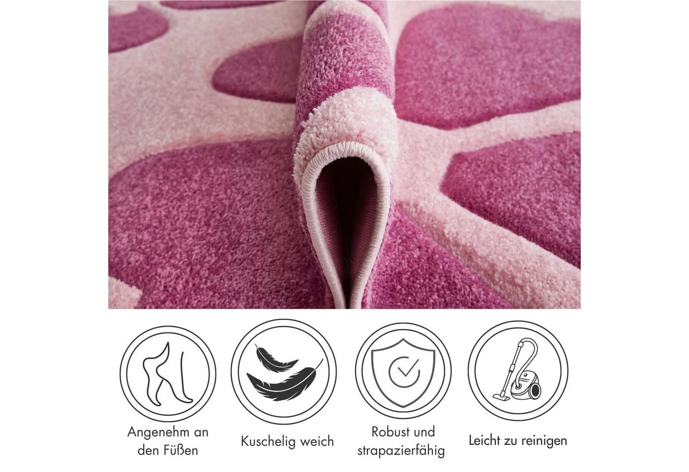 LUXOR living Kinderteppich Flair Pink Blumendesign Kurzflor - Bild 3