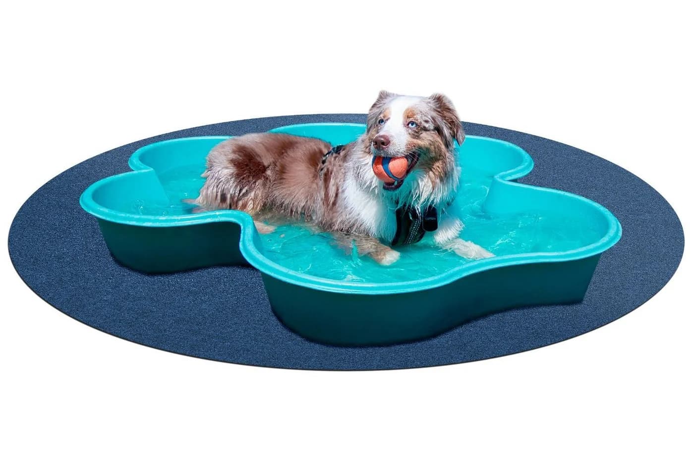 misento Kunstrasen Poolteppich Blau Rund mit Drainage-Noppen