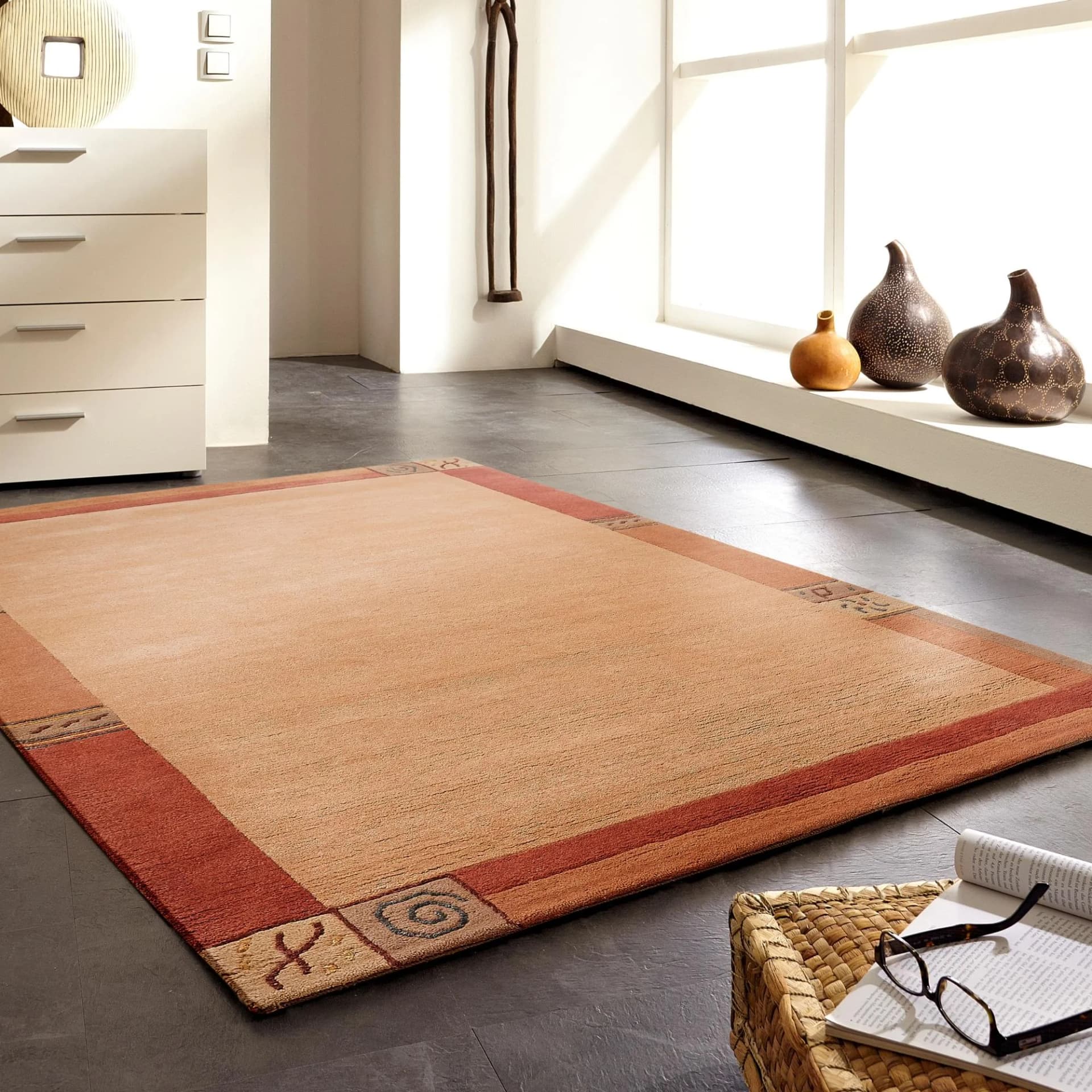 LUXOR LIVING Wollteppich India Handgeknüpft Orange Terra