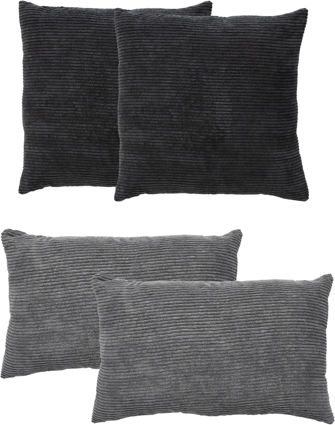 ANDIAMO Cord Kissen Emy 4er Set Schwarz Grau Dekokissen - Bild 4