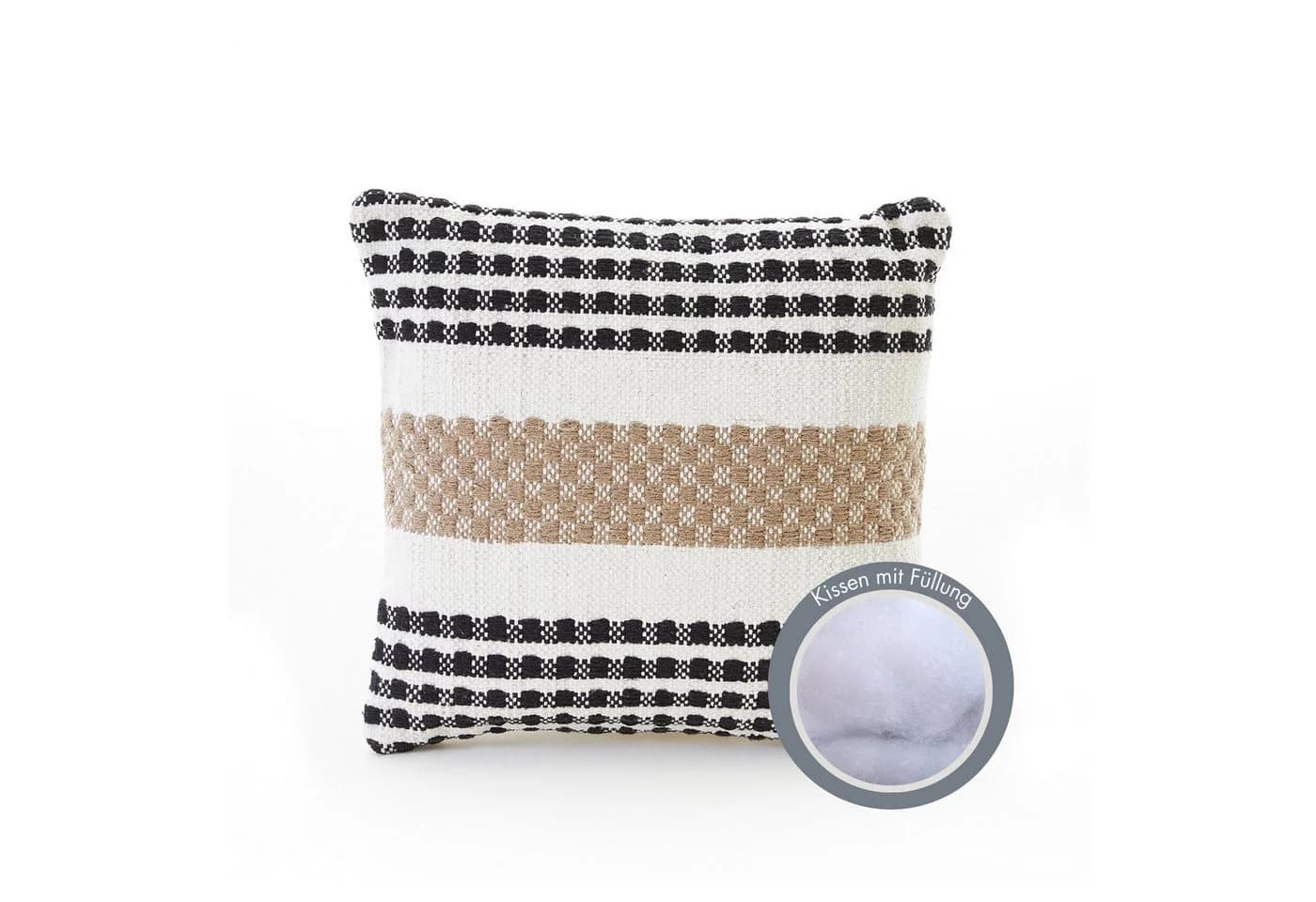 Andiamo Dekokissen Malena Ethnomuster Schwarz Weiß Beige 45x45 cm - Bild 4