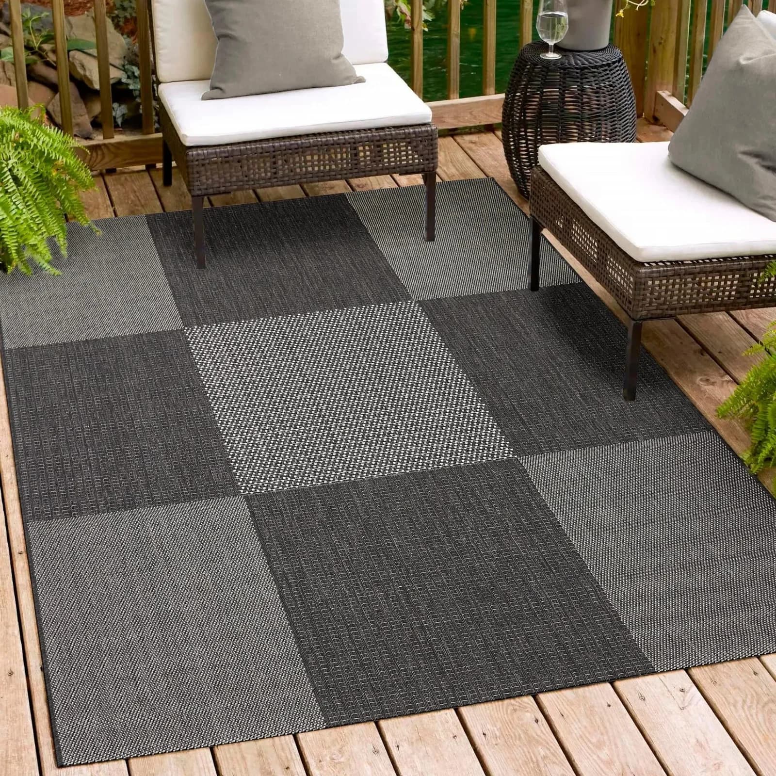 ANDIAMO Teppich ARIZONA1 Anthrazit Kariert In- und Outdoor