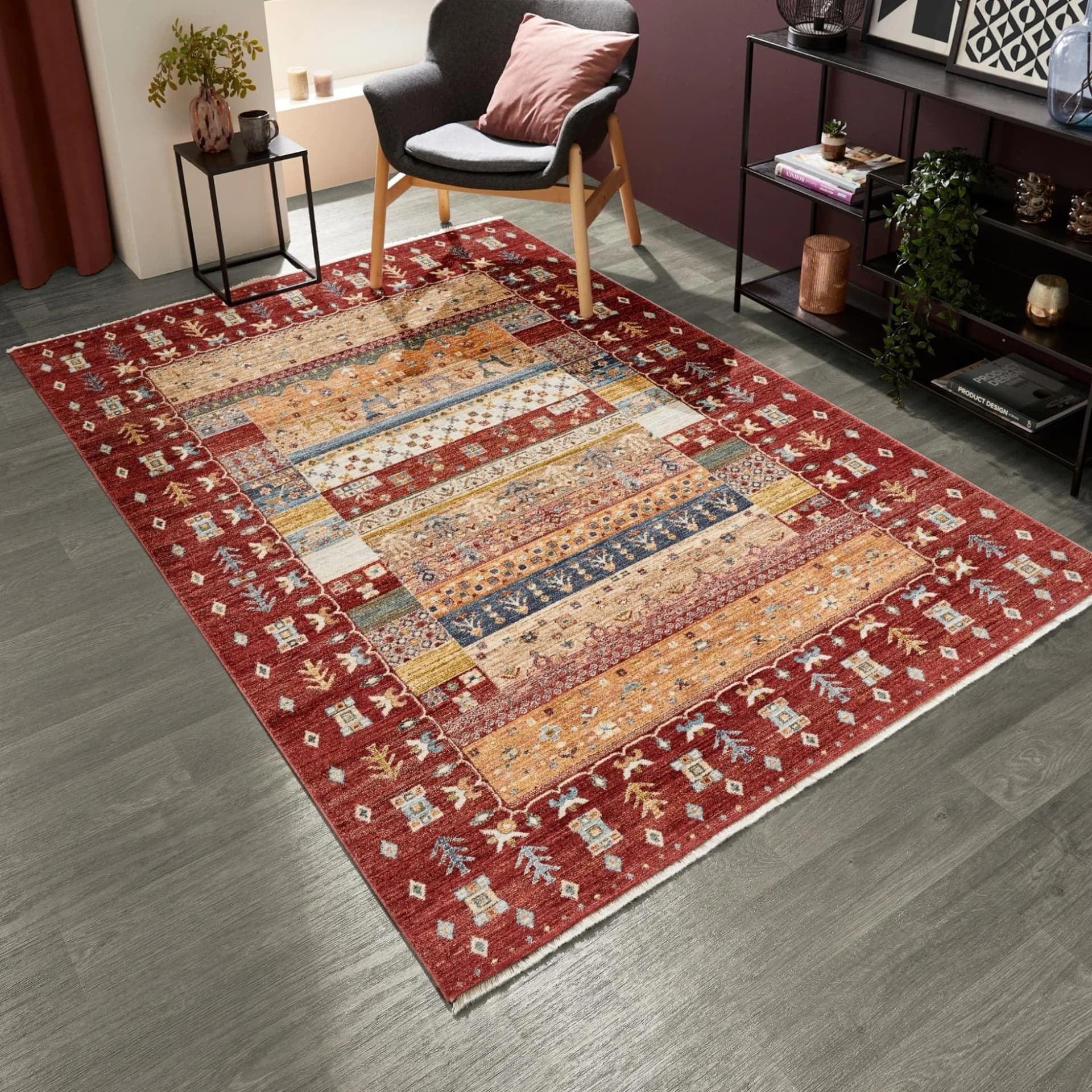 LUXOR LIVING Vintage-Teppich Rocco Rot Multi 110x60 cm