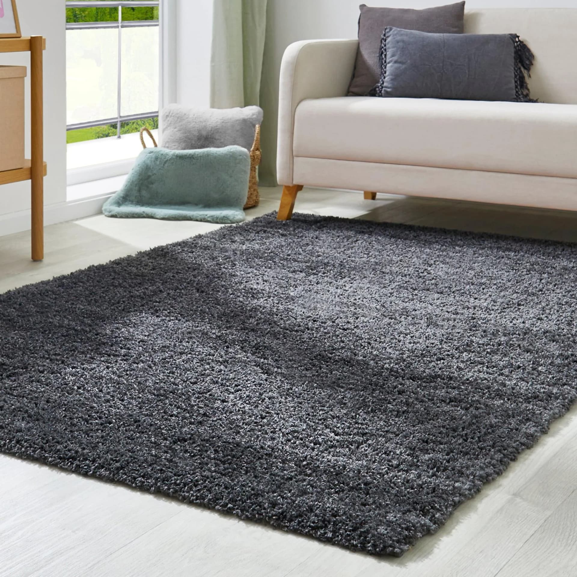 ANDIAMO Hochflor-Teppich Chicago Anthrazit Uni