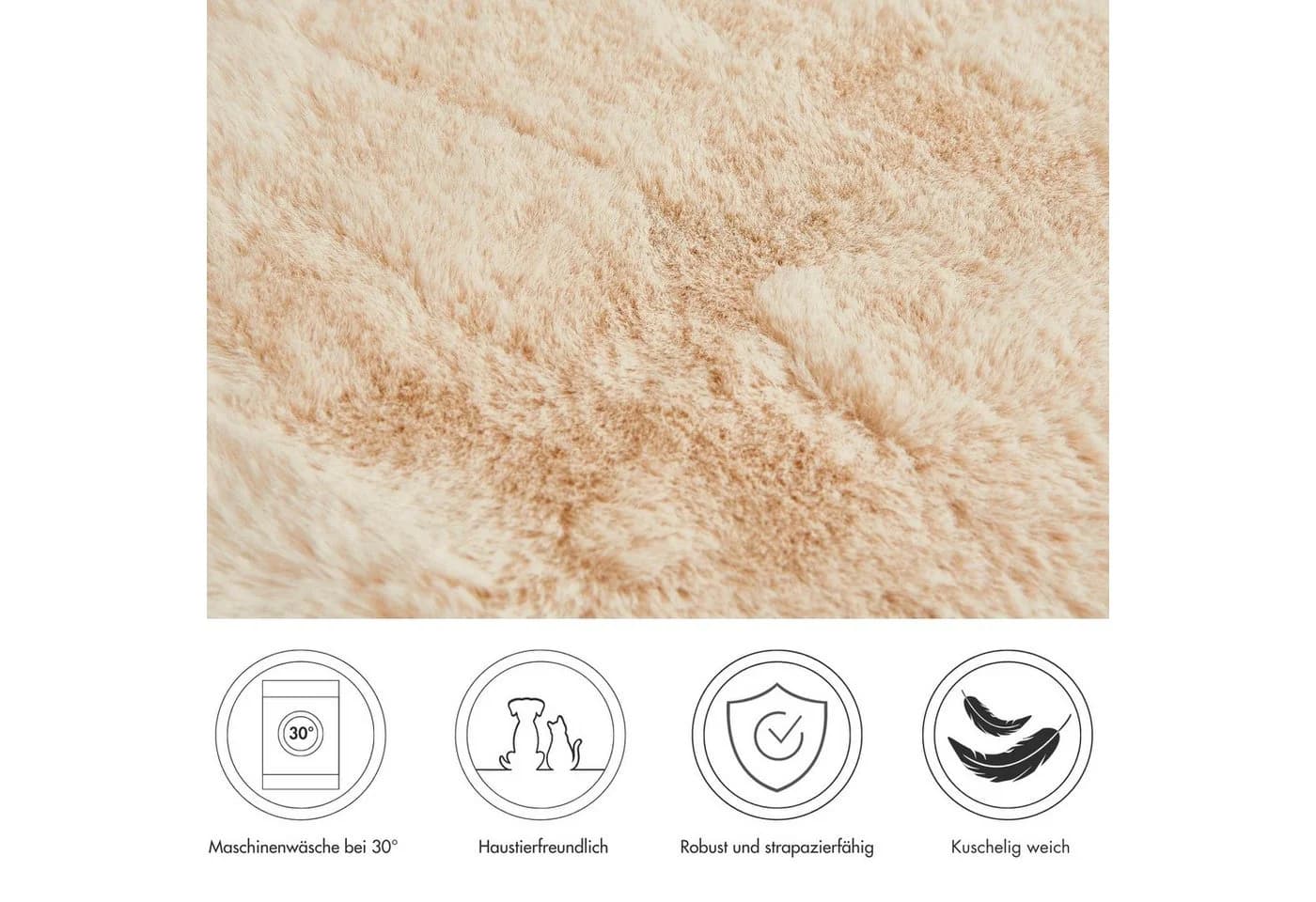 LUXOR living Stuhlkissen Novara Kunstfell Beige 40x40 cm - Bild 3