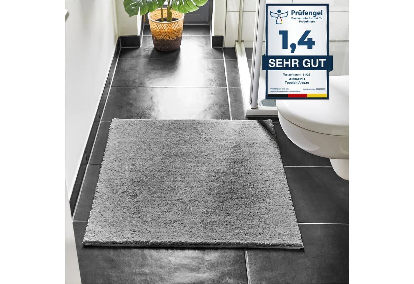 Andiamo Badematte Arezzo Anthrazit Rutschhemmend Polyester - Bild 2