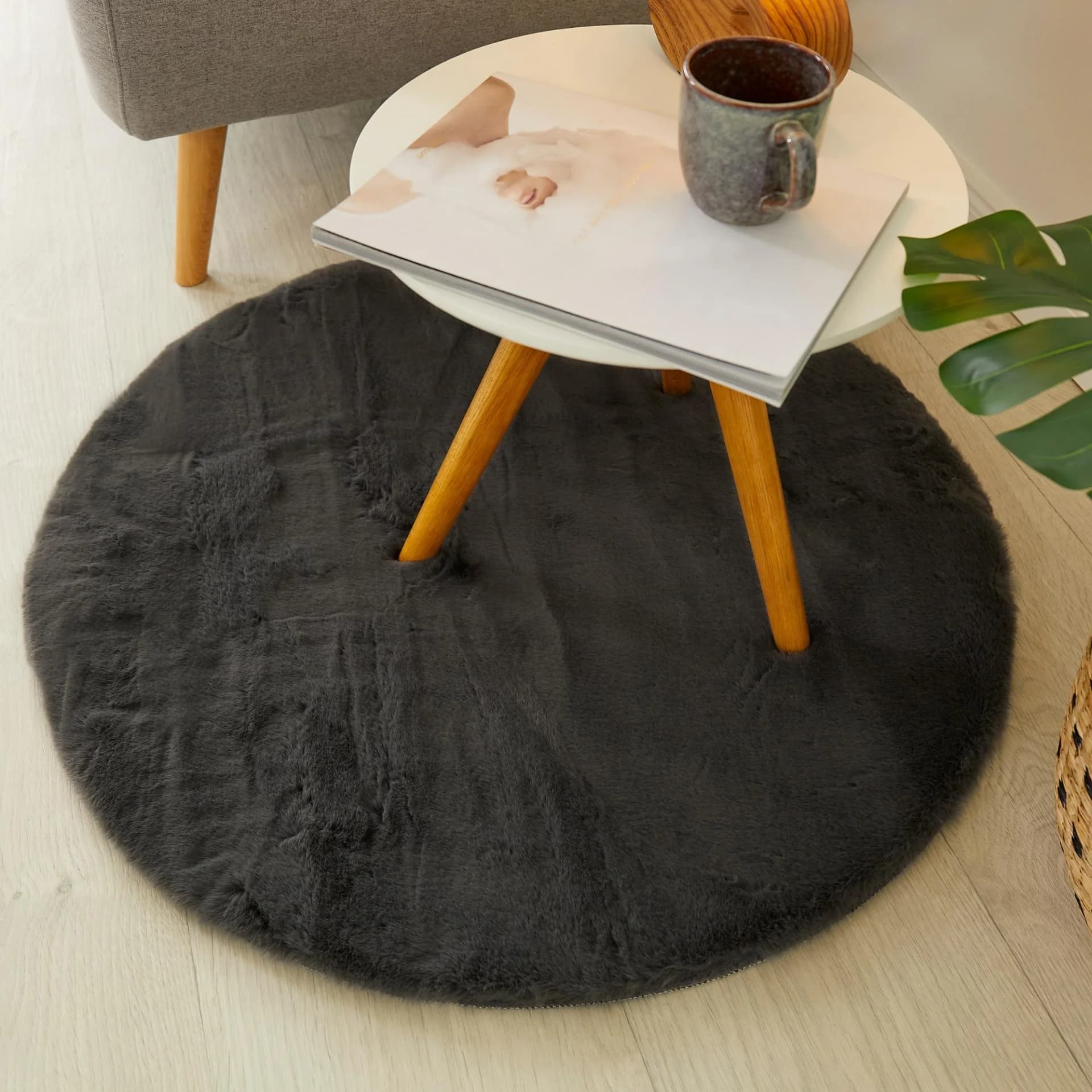 OTTO HOME Hochflor-Teppich Lugano Grau Rund 80cm