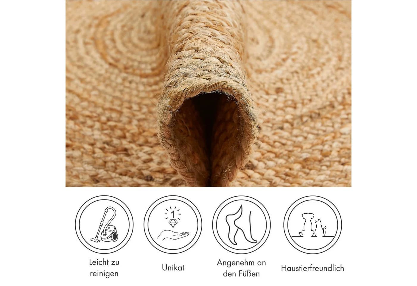 LUXOR LIVING Juteteppich Mamda 2 Beige Handgefertigt - Bild 3