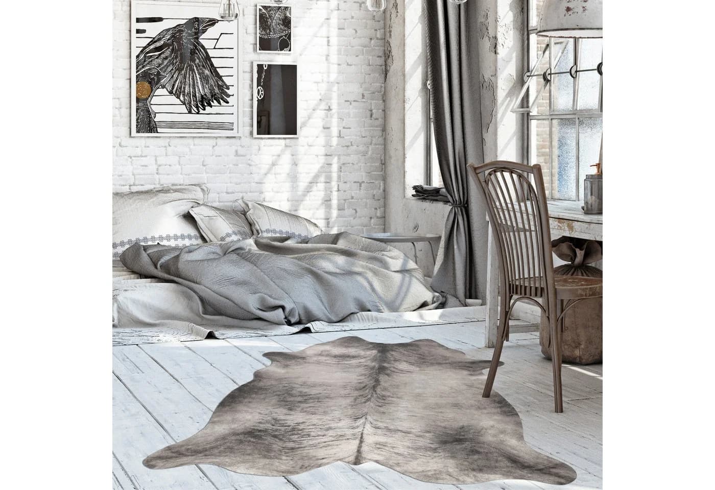 ANDIAMO Fellteppich Amarillo Grau Kuhfell-Optik 125x155cm