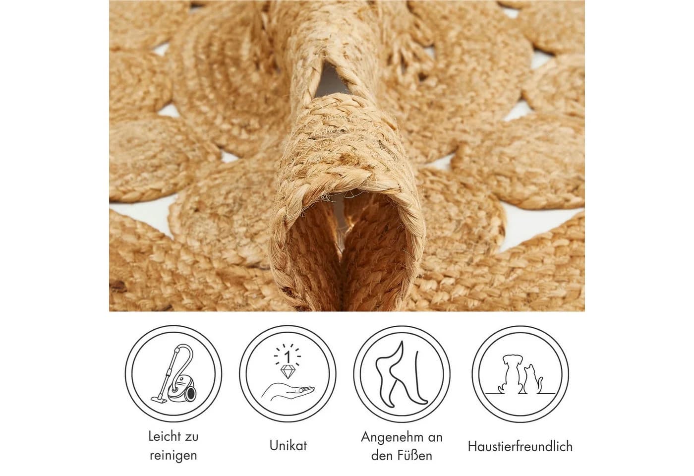 LUXOR living Teppich Balo rund Jute handgeflochten Boho - Bild 3