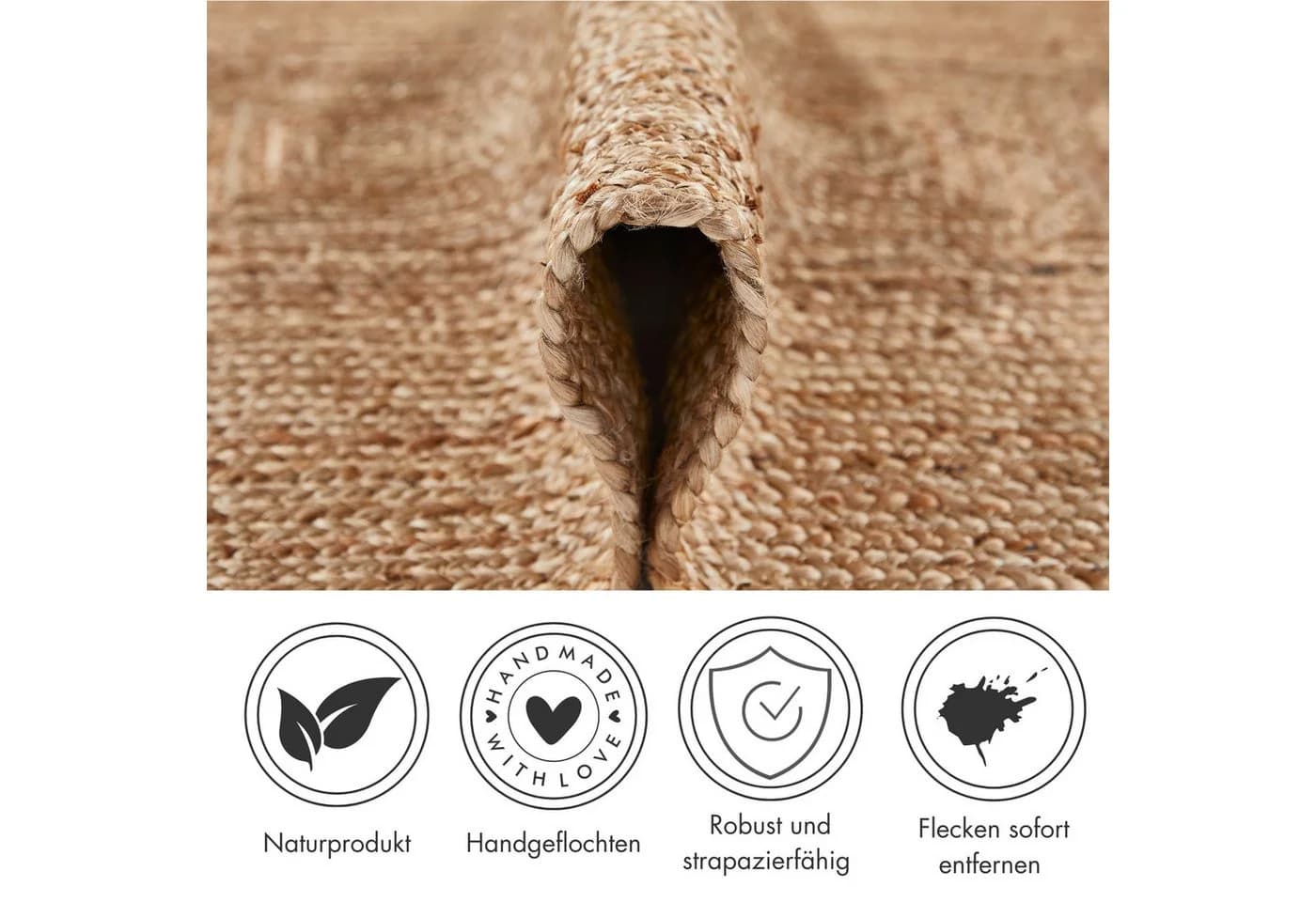 LUXOR living Teppich Salo Handgeflochten Jute Beige Natur - Bild 3