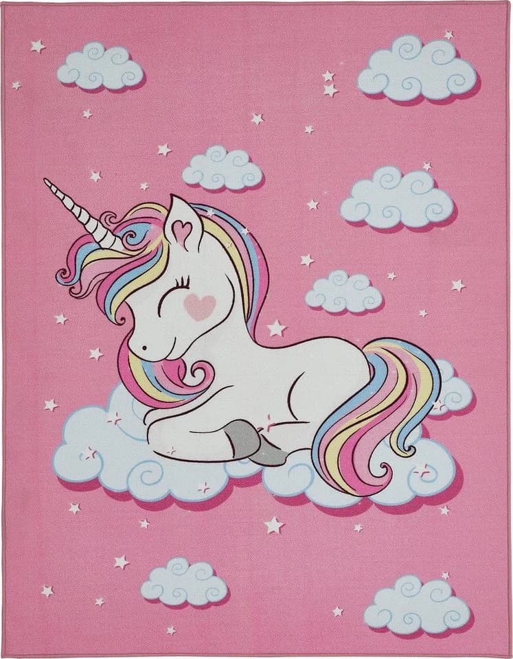 ANDIAMO Kinderteppich Einhorn Rosa Kurzflor - Bild 2