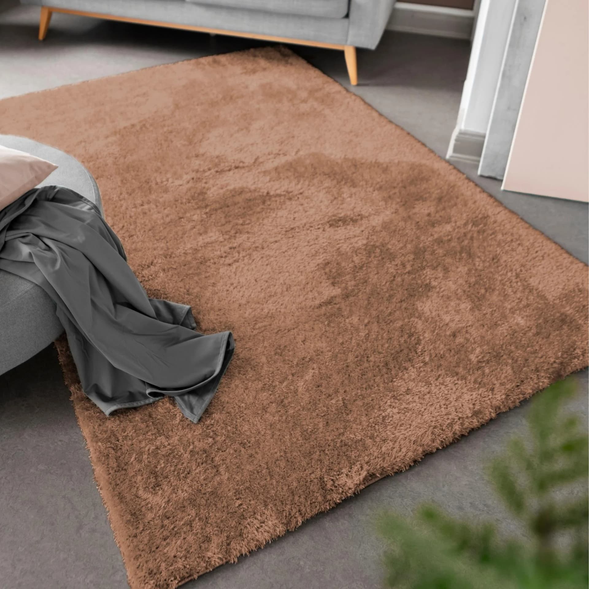LUXOR LIVING Hochflor-Teppich Gela Taupe Polyester Uni