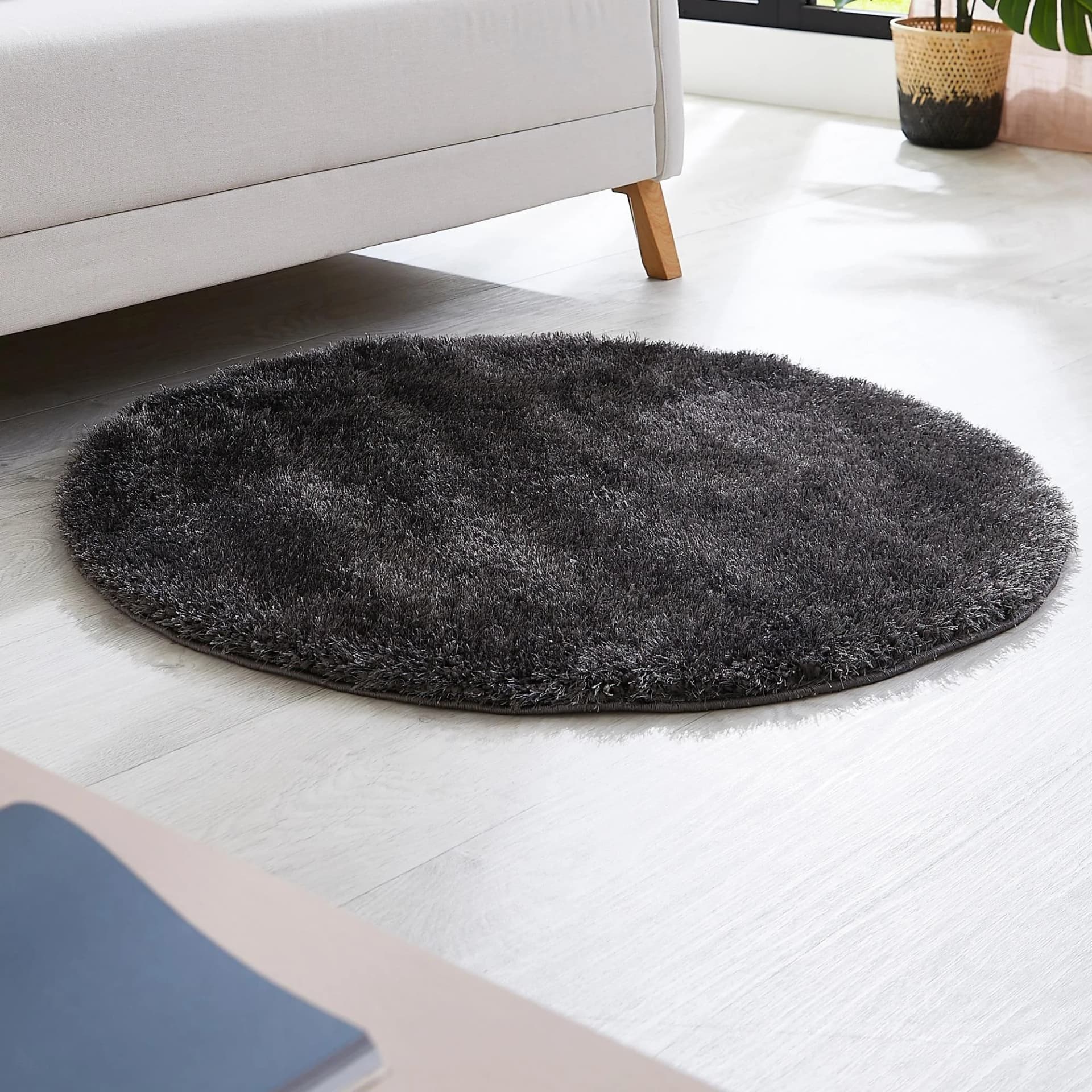 LUXOR LIVING Hochflor-Teppich Gela Anthrazit Rund