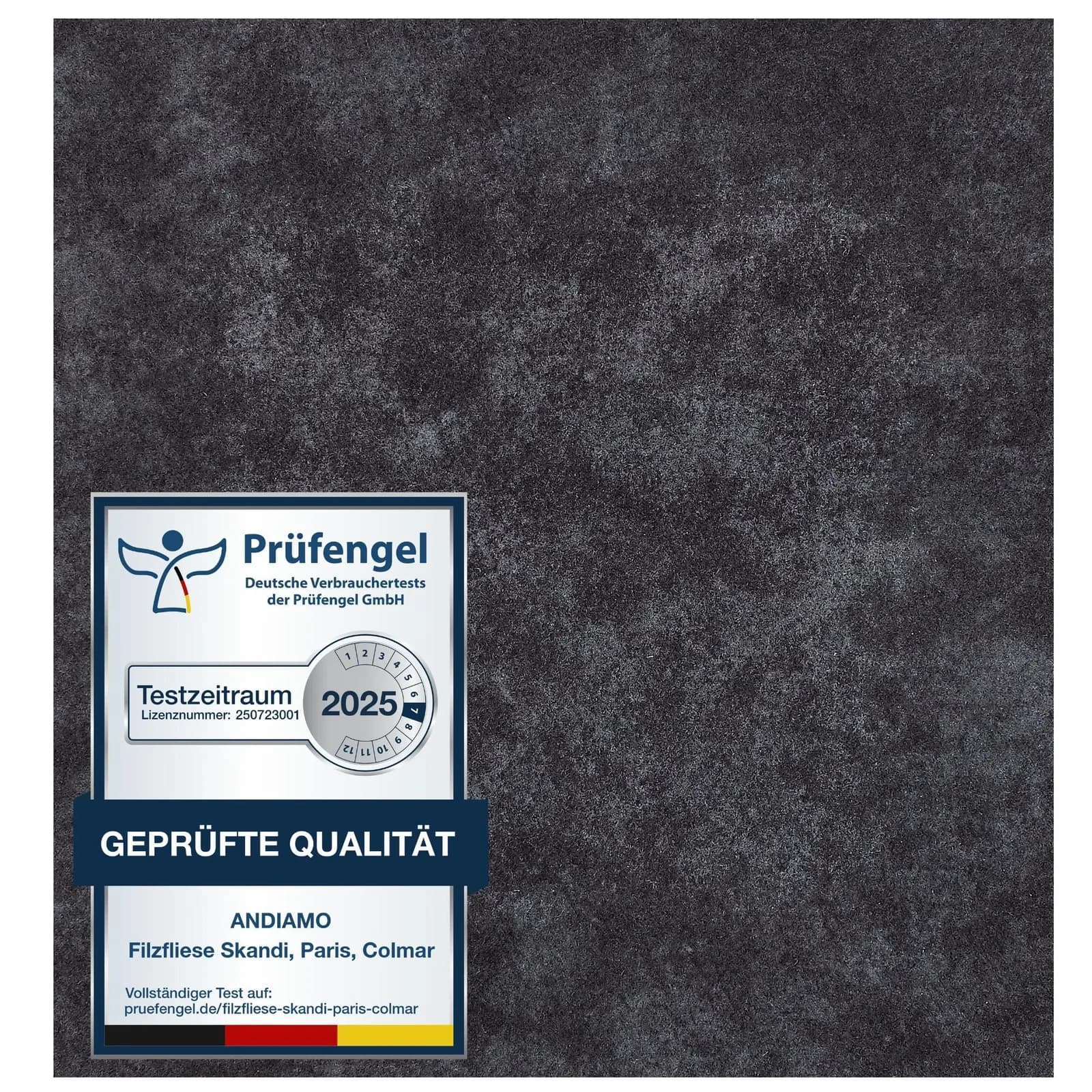 Andiamo Teppichfliese Colmar Nadelfilz Selbstklebend Grau Quadratisch