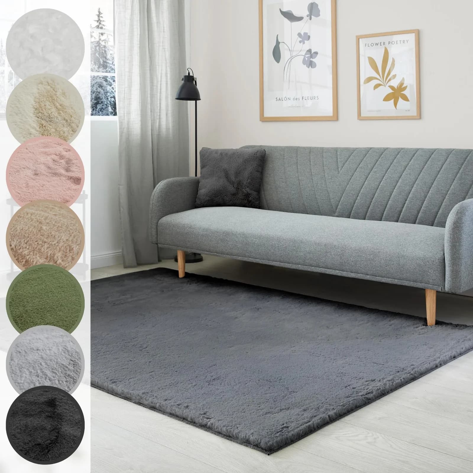 LUXOR LIVING Novara Fellteppich Grau Hochflor Kunstfaser