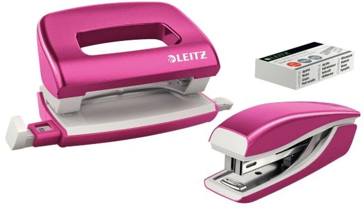 LEITZ NeXXt WOW Tischaufsatz Set pink metallic Heftgerät+Locher - Bild 2