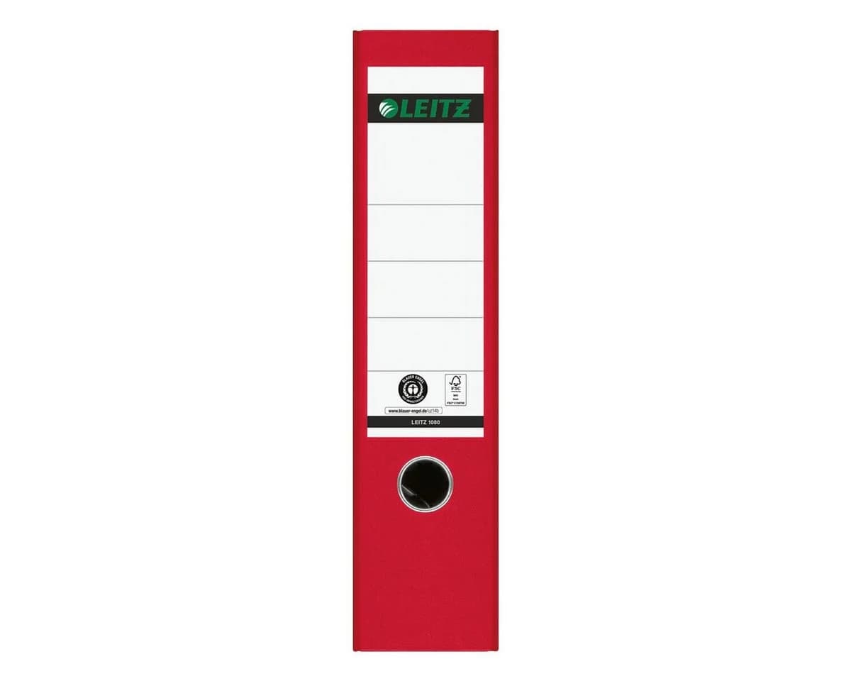 LEITZ Aktenordner 1080 DIN A4 Rot 8cm Rückenbreite mit Griffloch