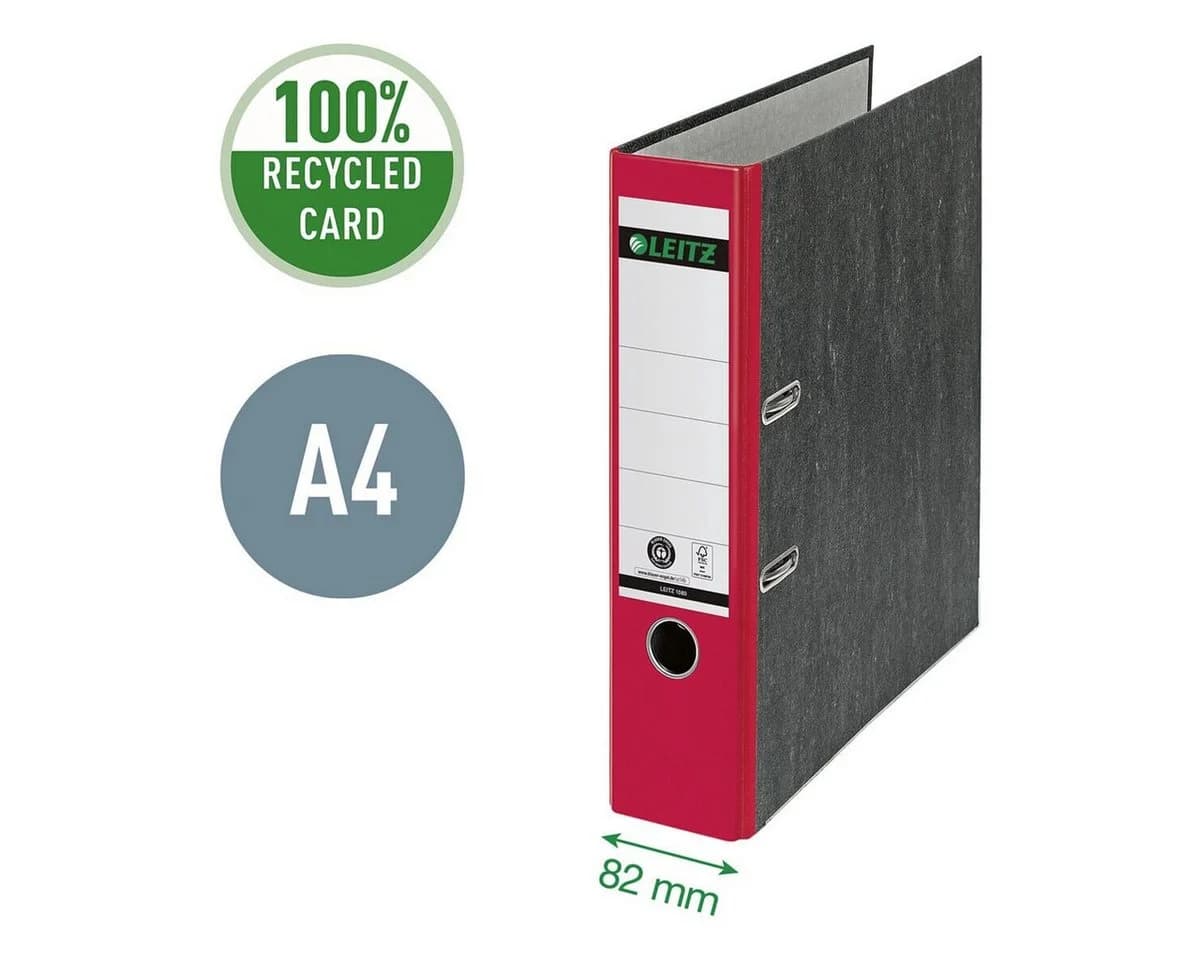 LEITZ Aktenordner 1080 DIN A4 Rot 8cm Rückenbreite mit Griffloch - Bild 5