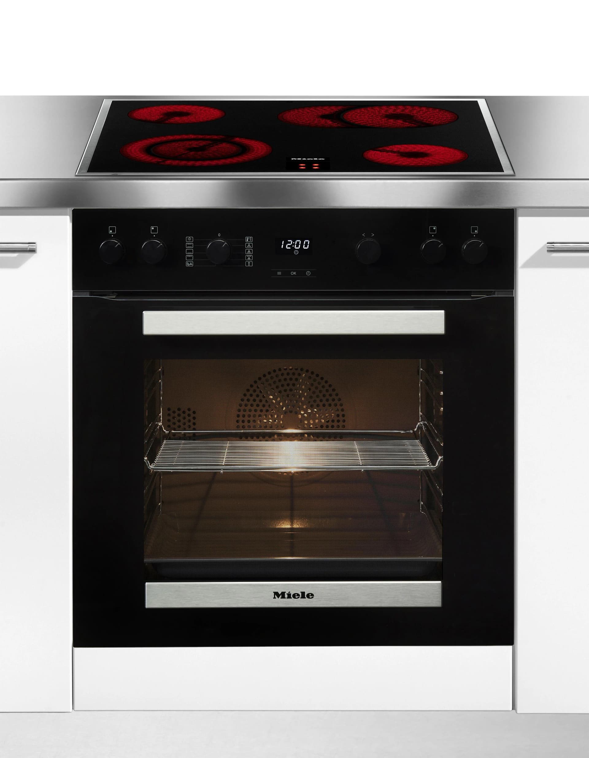 MIELE Elektro-Herd-Set H 2455 E D OBSW/EDST Schwarz