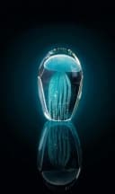 LEONARDO Dekofigur Qualle OCEANO Blau Glas Phosphoreszenz Bild 4