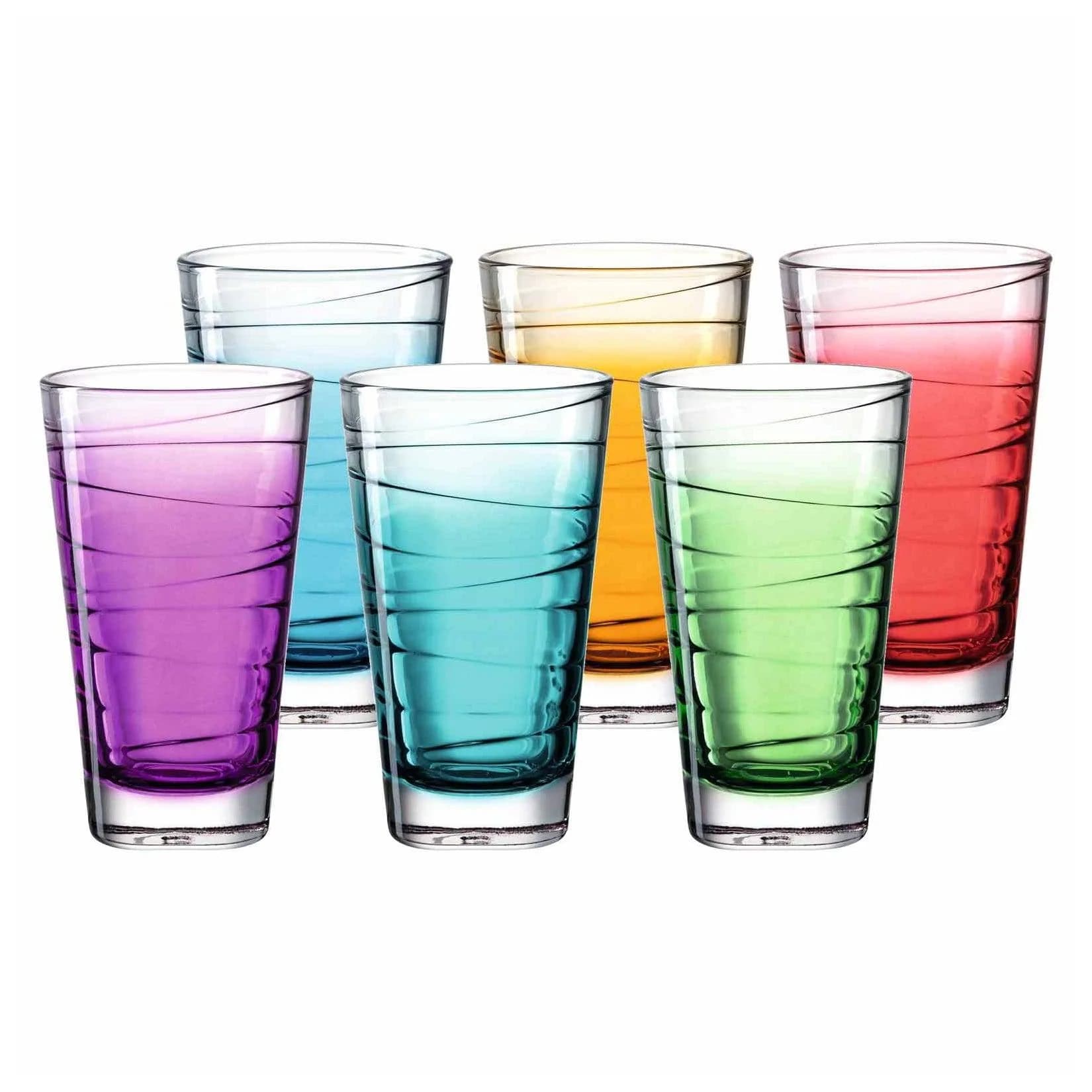 Leonardo Gläserset Vario 6-teilig 280 ml Blau Grün Orange Rot Türkis Violett