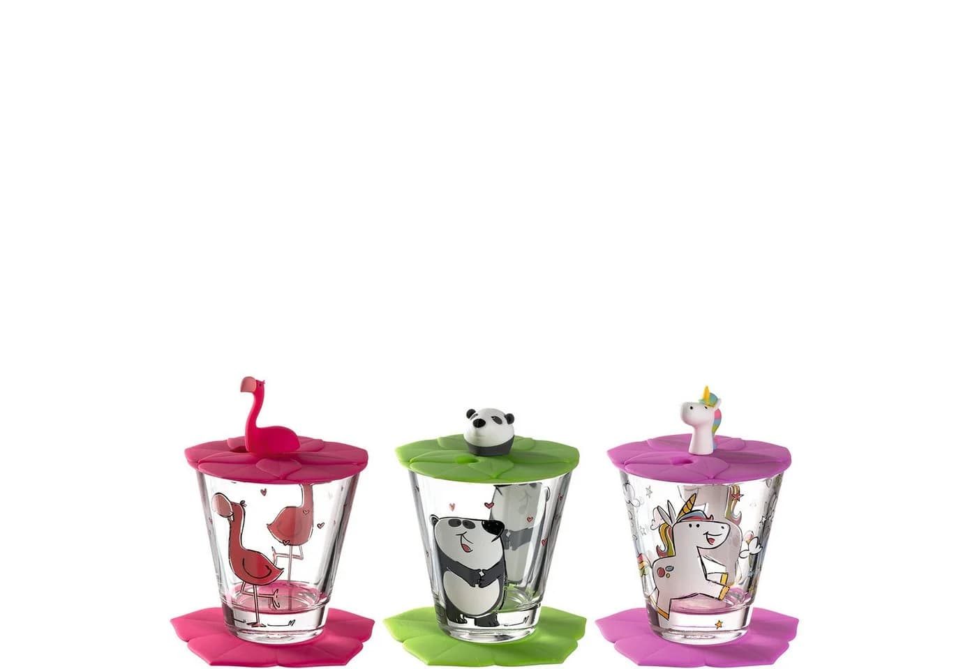 Leonardo Kinder-Gläserset Bambini 9-teilig Grün Rosa Weiß Pink Kunststoff Glas - Bild 2